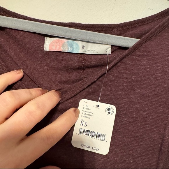 Free People FP Beach Skylar Maxi Dress in Plum Size XS hemp cotton new - Picture 7 of 8